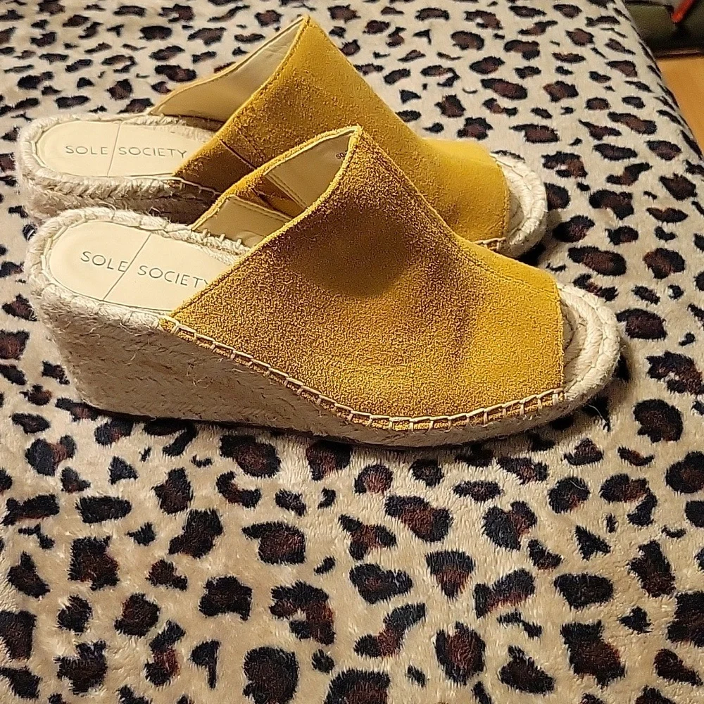 Sole Society Caleena Wedge Espadrille Camel Size 7.5 Boho Resortwear Summer
